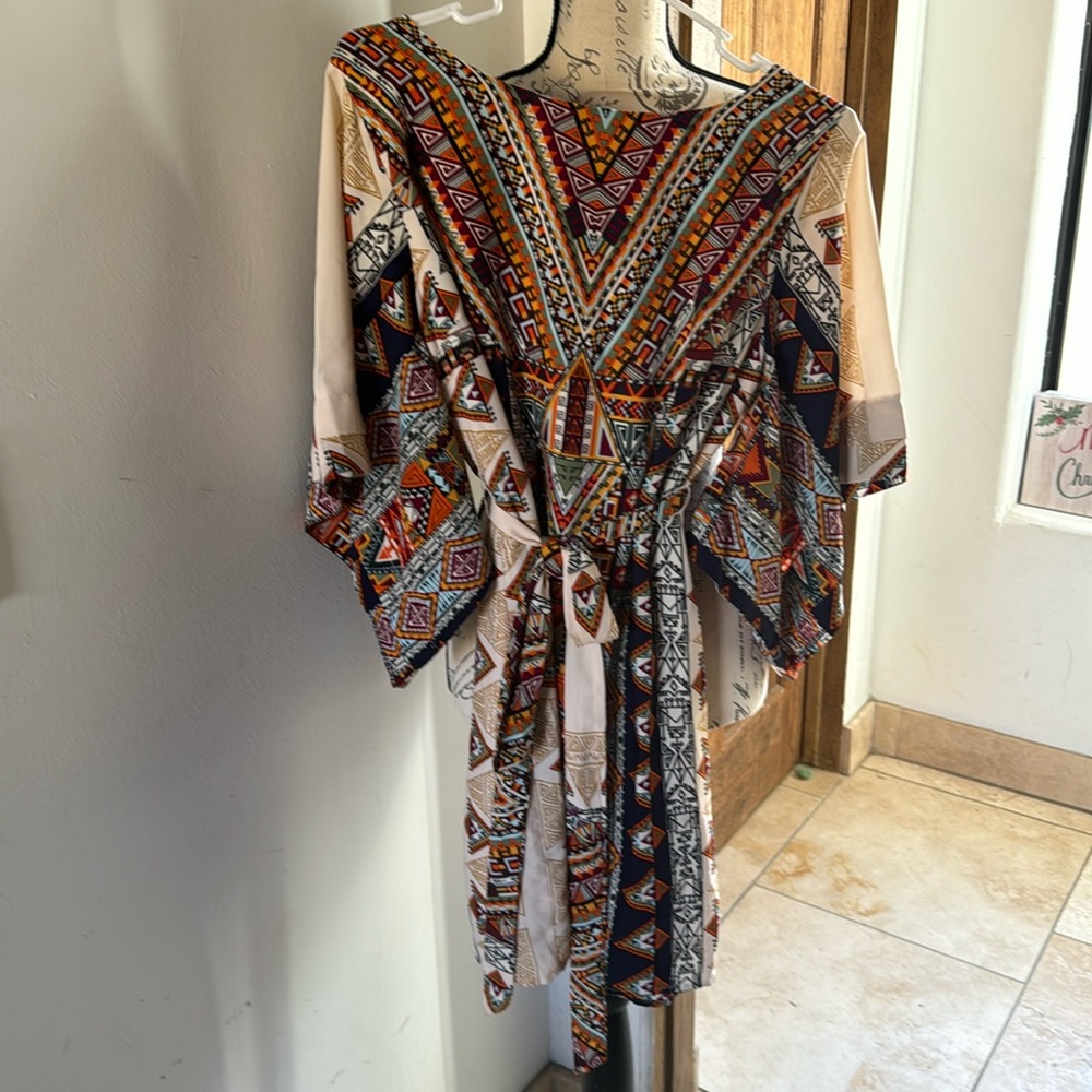 Aztec print mini dress